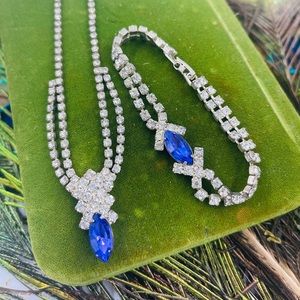 Vintage Purple Crystal Marquis Cut Necklace and Bracelet set.